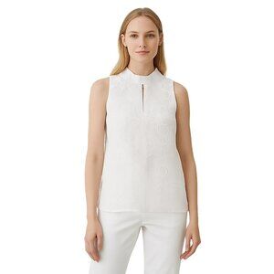 NWT White House Black Market Sleeveless Mock Neck Embroidered Top 0